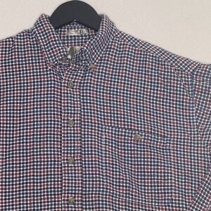 BILL BLASS Men's Flannel Shirt Large Tall LT‎ Red Blue Check